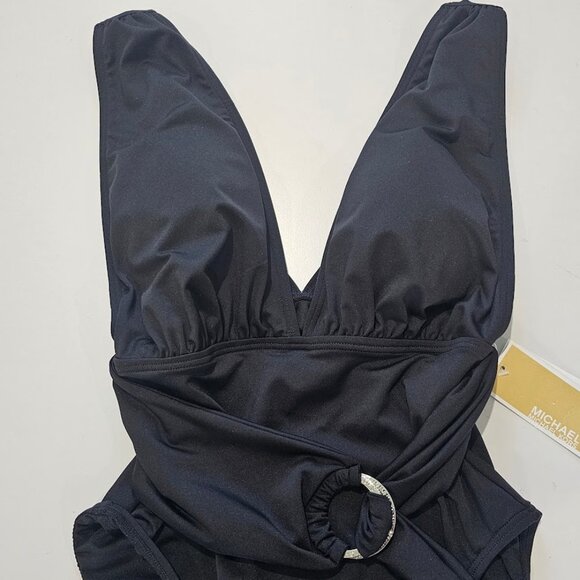 Michael Michael Kors Plunge Wrap-Front One-Piece Swimsuit - Picture 6 of 12